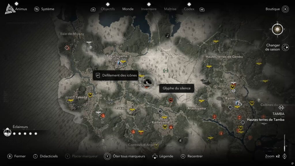 assassin creed shadows parchemin porte isu glyphe carte soluce guide astuce jeu xbox ps5 pc