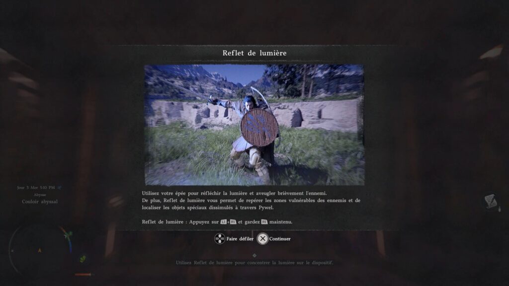 crimson desert quete fr soluce astuce prologue nuit noire reflet lumiere debut ps5 xbox pc