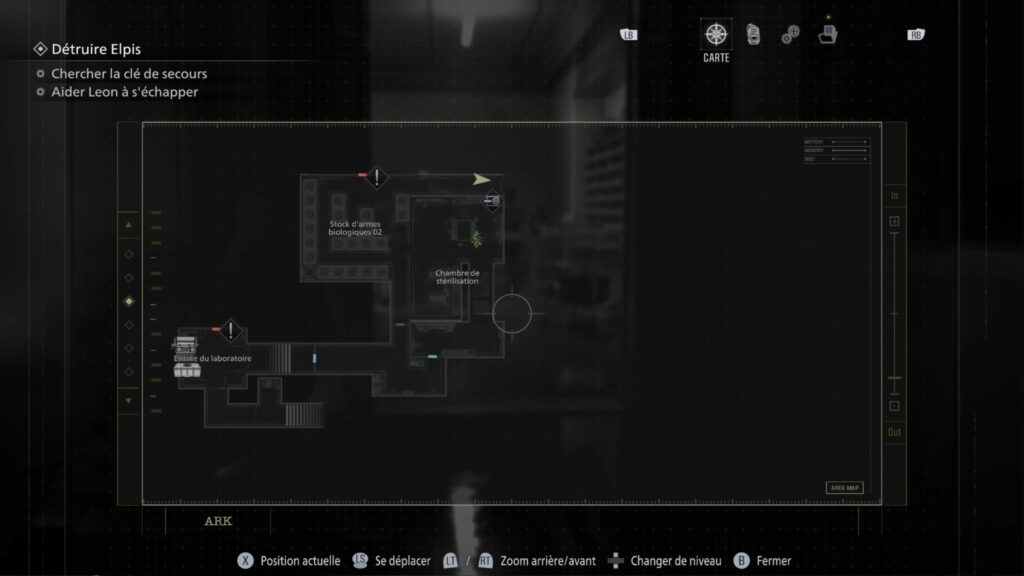 resident evil 9 requiem boss fin elpis laboratoire ark leon grace cle porte xbox ps5 switch pc guide soluce astuce
