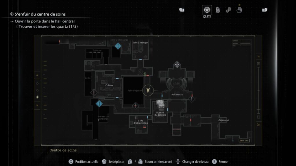 resident evil 9 requiem soluce guide fr grace centre soin quartz code coffre bracelet pc xbox ps5 switch