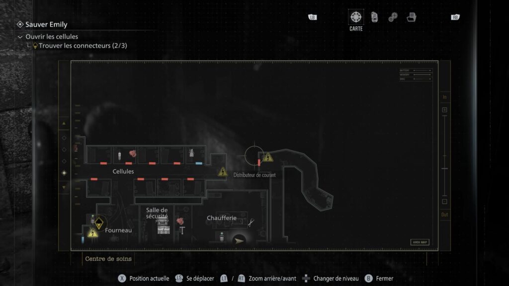 resident evil 9 requiem astuce soluce guide fr sous-sol centre soin connecteur emily xbox pc ps5
