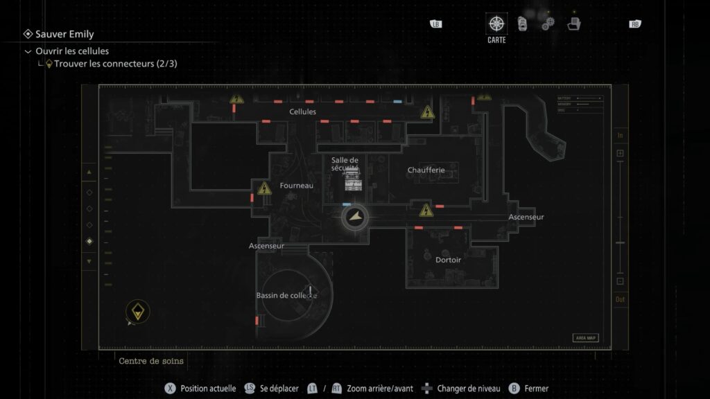 resident evil 9 requiem astuce soluce guide fr sous-sol centre soin connecteur emily xbox pc ps5