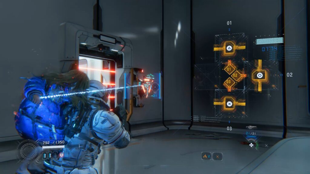 pragmata centre analyse diana cristaux rouge laser astuce soluce solution xbox ps5 pc