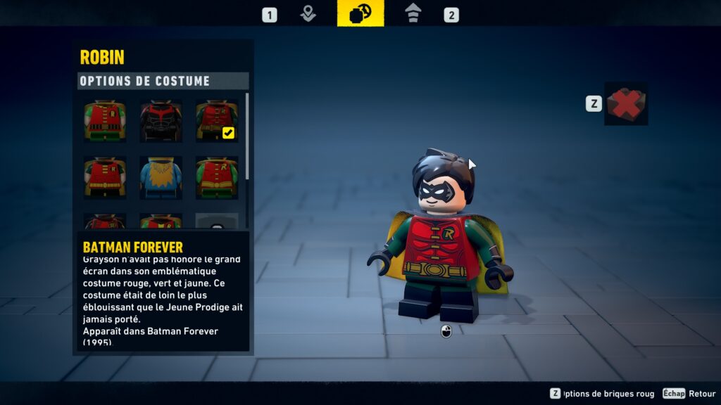 LEGO BATMAN LEGACY HERITAGE dark knight robin costume soluce guide astuce solution secret xbox pc ps5 switch