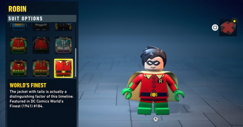 LEGO BATMAN LEGACY HERITAGE dark knight robin costume soluce guide astuce solution secret xbox pc ps5 switch