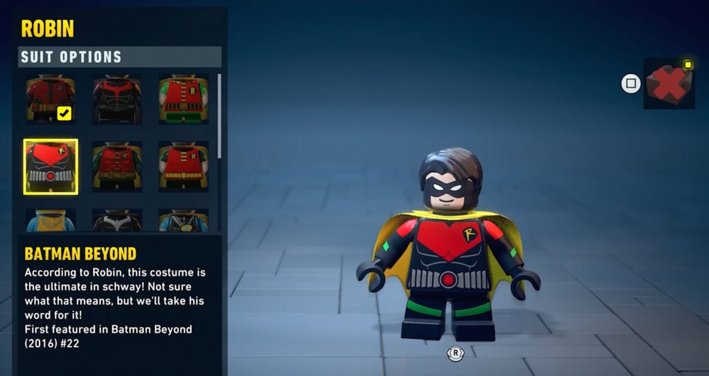 LEGO BATMAN LEGACY HERITAGE dark knight robin costume soluce guide astuce solution secret xbox pc ps5 switch