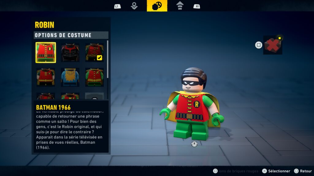 LEGO BATMAN LEGACY HERITAGE dark knight robin costume soluce guide astuce solution secret xbox pc ps5 switch
