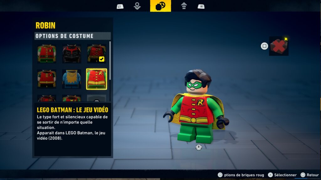 LEGO BATMAN LEGACY HERITAGE dark knight robin costume soluce guide astuce solution secret xbox pc ps5 switch
