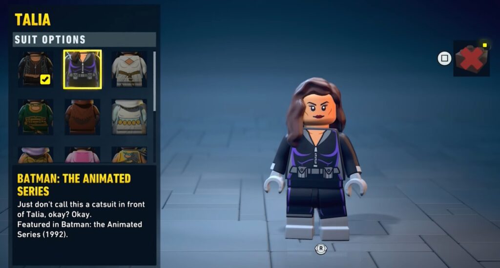 lego batman heritage legacy costume guide soluce solution astuce pc xbox ps5 switch talia