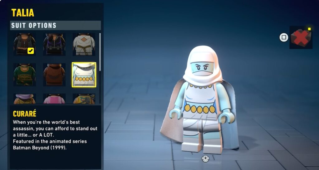lego batman heritage legacy costume guide soluce solution astuce pc xbox ps5 switch talia