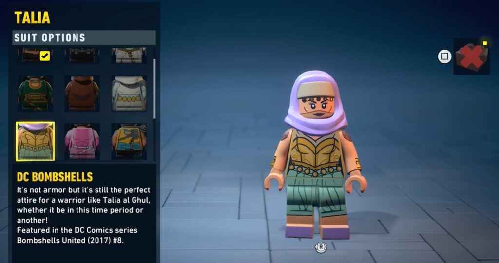lego batman heritage legacy costume guide soluce solution astuce pc xbox ps5 switch talia