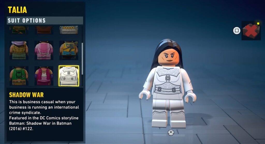 lego batman heritage legacy costume guide soluce solution astuce pc xbox ps5 switch talia